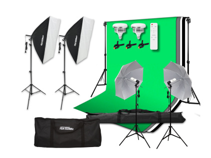 Najmocniejszy zestaw Oświetlenie studyjne Foto wideo, statywy i tła fotograficzne (2 x żarówka 150W ze sterownikiem + 2 x żarówka 135W)