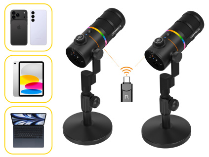 COMBO 2x Comica EJoy D10 PRO RGB Kardioid Dynamisches Drahtloses Mikrofon (Schwarz)