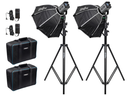 Set 2x Weeylite Ninja 300 - COB LED světlo + 2x softbox, 2x stativ, 2x Bowens adaptér  7800 lumenů | 80W | Stativ + Softbox ZDARMA