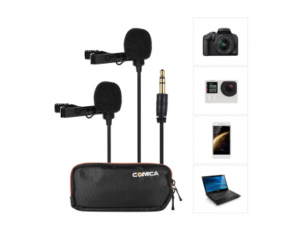 comica cvm d02 2 5m 8 2ft dual head lavalier lapel microphone 57295