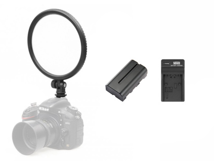 Video LED Ringlight 13W 3200-5600K + baterie, nabíječka