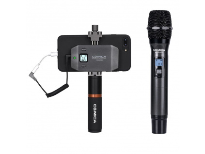 CoMica CVM WS50H Handheld Wireless Microphone for Smartphone 6Channels 60M Working Range Precise Control Video Interview (2)