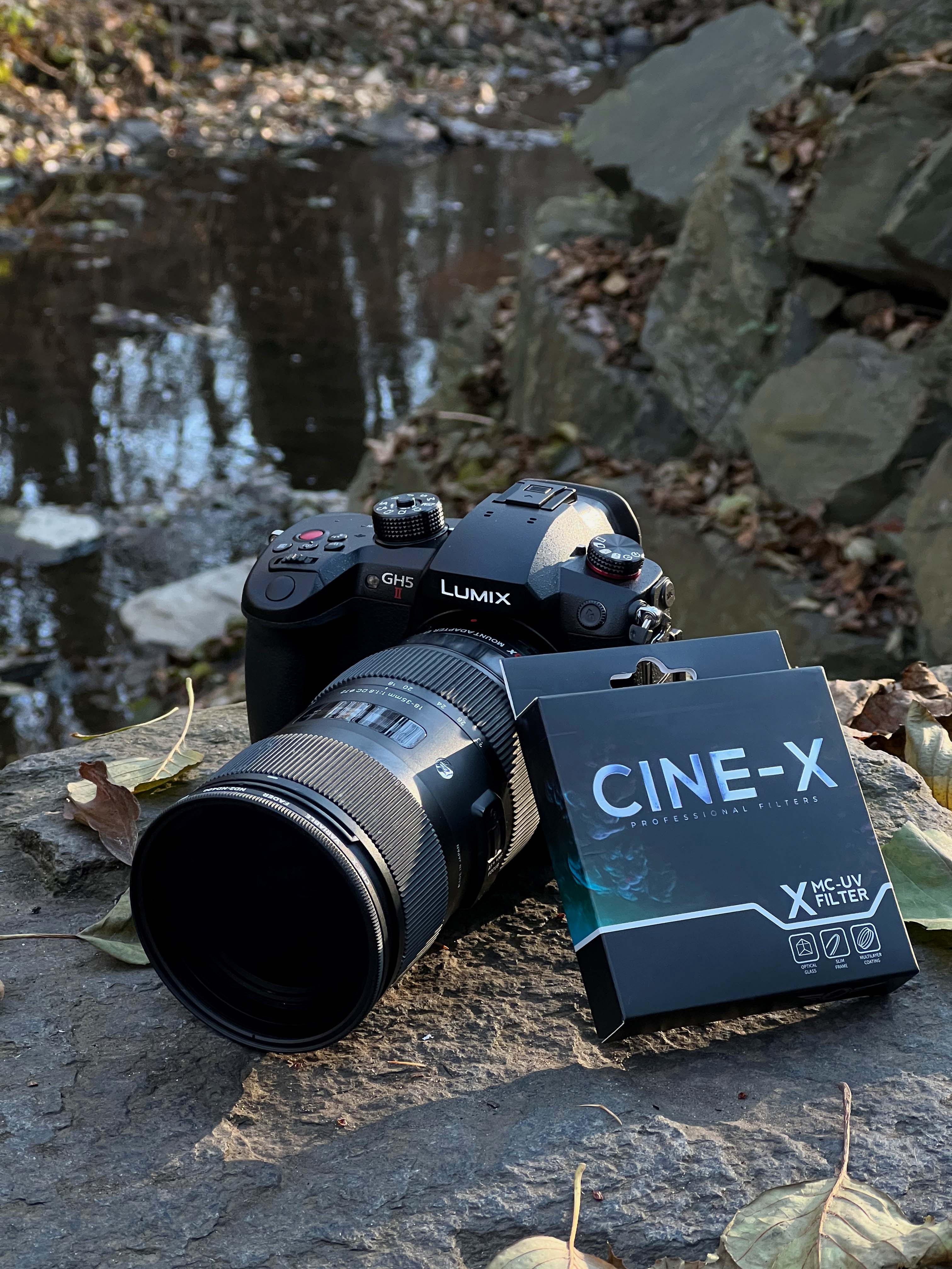 CINE-X MC UV am Objektiv im Außeneinsatz.