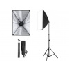 Studioset Softbox 50x70 cm mit 135W Glühbirne, schwarzem Stoff, Klemmen, Aluminiumkonstruktion