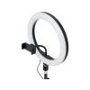 Kör alakú Ring light lámpa 10" + 2 méteres állvány  3000K-6500K, 2,1 m-es állvány, okostelefon-tartó