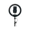 Kör alakú Ring light lámpa 10" + 2 méteres állvány  3000K-6500K, 2,1 m-es állvány, okostelefon-tartó