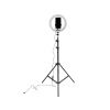 Kör alakú Ring light lámpa 10" + 2 méteres állvány  3000K-6500K, 2,1 m-es állvány, okostelefon-tartó