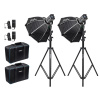 Set 2x Weeylite Ninja 200 - COB LED světlo + 2x softbox, 2x stativ, 2x Bowens adaptér