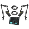 PODCAST KIT - 2 x Comica EJoy D10 RGB kardioidní dynamický mikrofon s flexibilním ramenem + ADCaster C2 Audio mixér + 2x 3m XLR kabel
