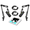 PODCAST KIT - 2 x Comica EJoy D10 RGB kardioidní dynamický mikrofon s flexibilním ramenem + ADCaster C2 Audio mixér + 2x 3m XLR kabel