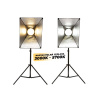 (ROZBALENO) Studiový set verze III - 2x softbox LED světlo + 2x stativ (nastavení teploty + voštiny)  Sada obsahuje voštiny na usmernenie svetla