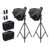 Set 2x Weeylite Ninja 300 - COB LED licht + 2x softbox, 2x stativ, 2x Bowens adapter