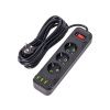 EU 2500W prodlužovací přívod s vypínačem - 3x zásuvka, 3x USB-A, 1x USB-C (5 m)