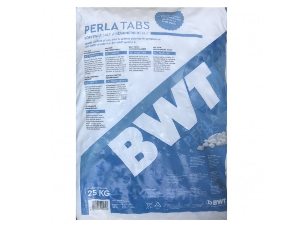 Produkt Regenerační sůl bwt perla tabs pro změkčovače vody 25Kg