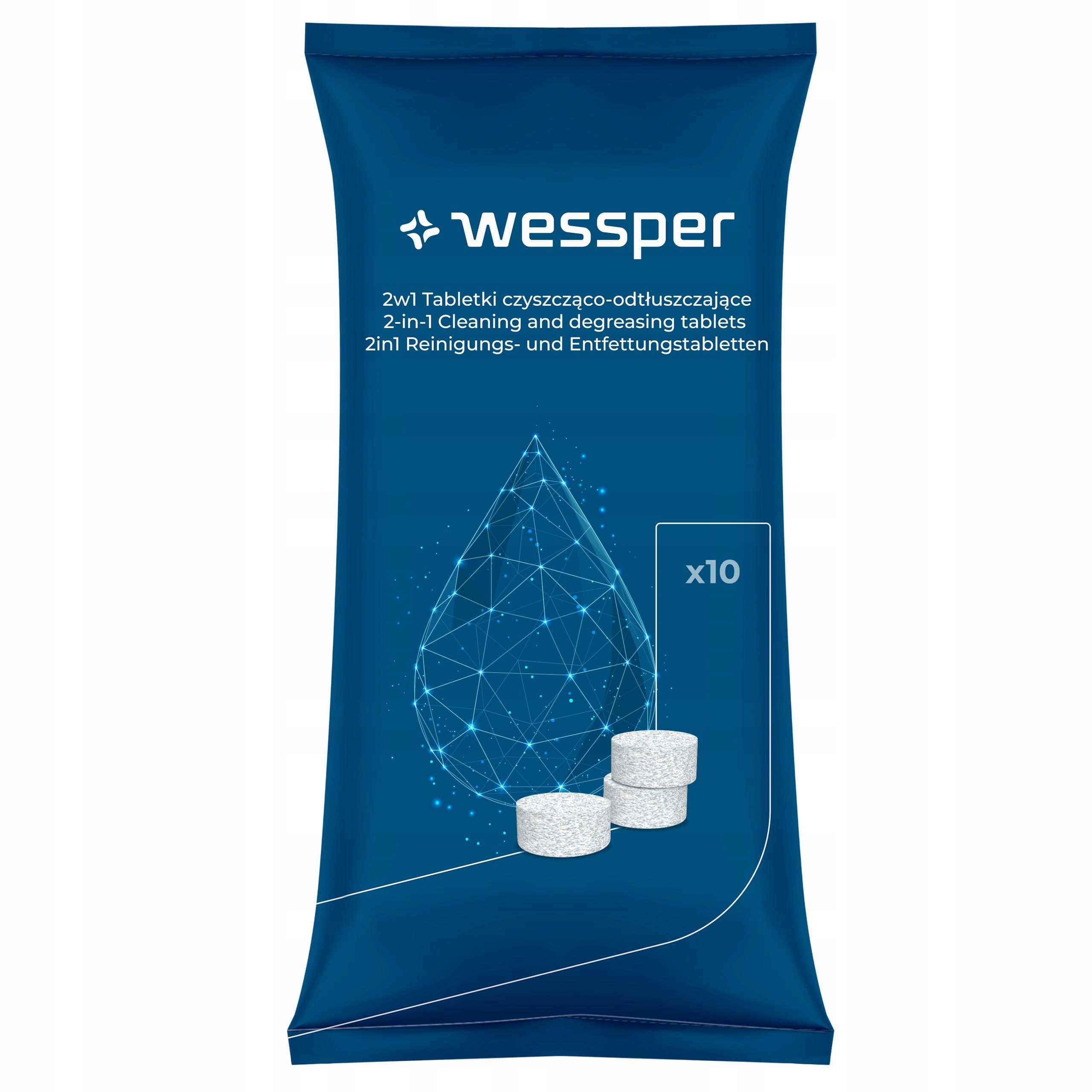 WESSPER Čisticí a odmašťovací tablety 2v1 pro kávovary Wessper, 10 ks