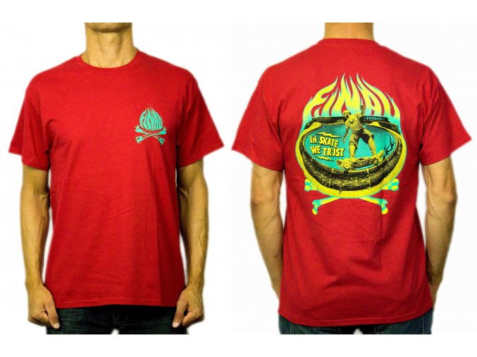 Pánské tričko FINAL "50/50" verze designu tyrkysová, triko červené