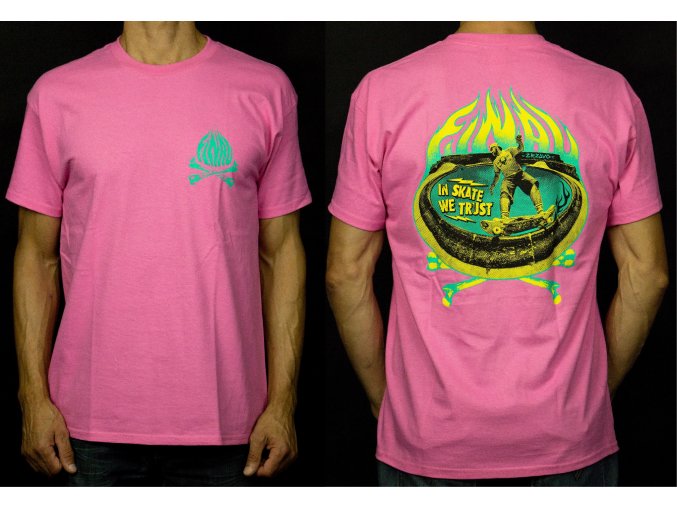 Pánské tričko FINAL "50/50" verze designu tyrkysová, triko růžové