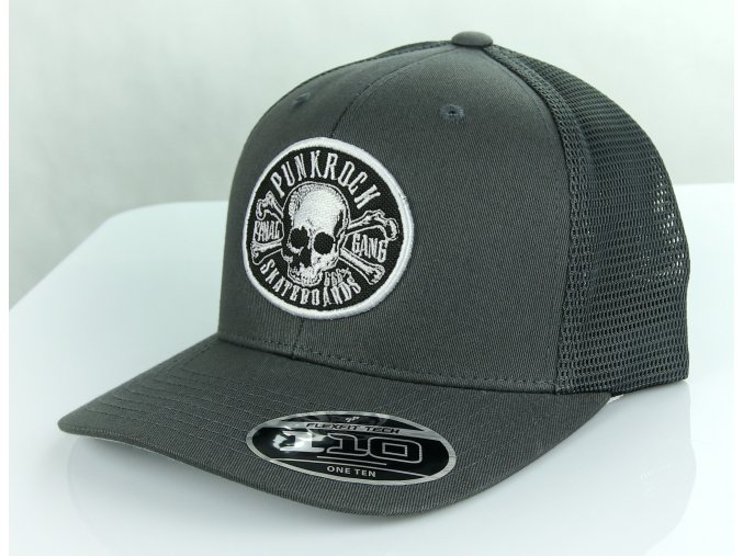 Kšiltovka FINAL s nášivkou "PUNKROCK" FLEXFIT 110 - TRUCKER CAP Barva - šedá