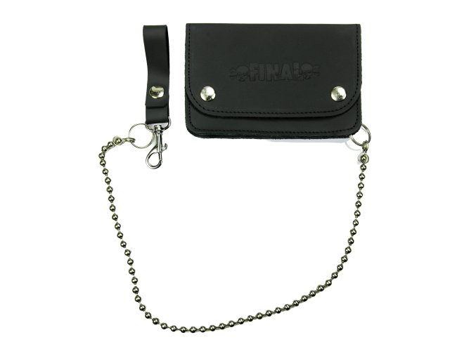 Peněženka "Prkenice FINAL" černá - matná, kuličkový řetěz, karabinka na klíče