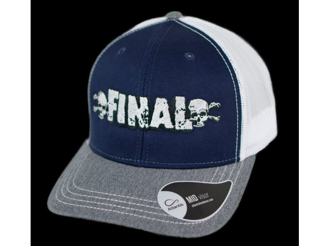 Kšiltovka FINAL "BIG LOGO" snapback trucker, vyšívaná, šedý melír-modrá-bílá šedo bílá