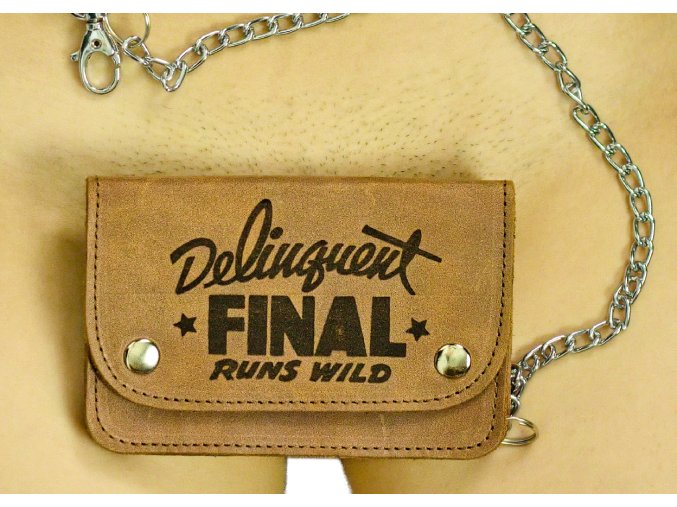Peněženka - prkenice "FINAL Delinquent" hnědá matná, gravírovaná