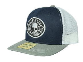 Kšiltovka FINAL s nášivkou "PUNKROCK" snapback trucker, modro-šedo-bílá