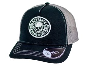 Kšiltovka FINAL s nášivkou "PUNKROCK" snapback trucker, černo šedá