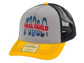 Kšiltovka FINAL "SICHER" snapback trucker- recykled polyester, žluto šedo černá
