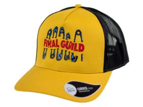 Kšiltovka FINAL "SICHER" snapback trucker, vyšívaná, hořčicovo černá