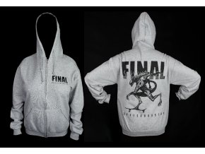 Pánská mikina, kapuca zip FINAL "ALIEN" šedý melír, sítotisk
