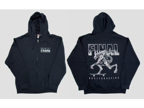 Pánská mikina, kapuca zip FINAL "ALIEN" černá, bílý tisk