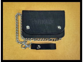 Peněženka "Prkenice FINAL" černá - matná, kroucený řetěz, malá karabinka