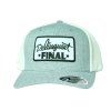 Kšiltovka FINAL s nášivkou "DELINQUENT" FLEXFIT 110 - TRUCKER CAP - stříbrno bílá