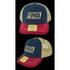 Kšiltovka FINAL s nášivkou "TRUST" snapback trucker - recykled polyester, vínovo modro béžová