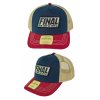 Kšiltovka FINAL s nášivkou "TRUST" snapback trucker - recykled polyester, vínovo modro béžová