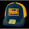 Kšiltovka FINAL s nášivkou "PARTY" snapback trucker - recykled polyester,  modro žlutá