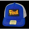 Kšiltovka FINAL s nášivkou "PARTY" snapback trucker - recykled polyester, modro šedá