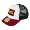 Kšiltovka FINAL s nášivkou "PARTY" snapback trucker - recykled polyester, vínovo bílo černá