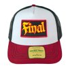 Kšiltovka FINAL s nášivkou "PARTY" snapback trucker - recykled polyester, vínovo bílo černá