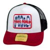 Kšiltovka FINAL s nášivkou "SICHER" snapback trucker - recykled polyester, vínovo bílo šedá