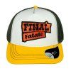 Kšiltovka FINAL s nášivkou "FINAL FATALE" snapback trucker, žluto bílo šedá