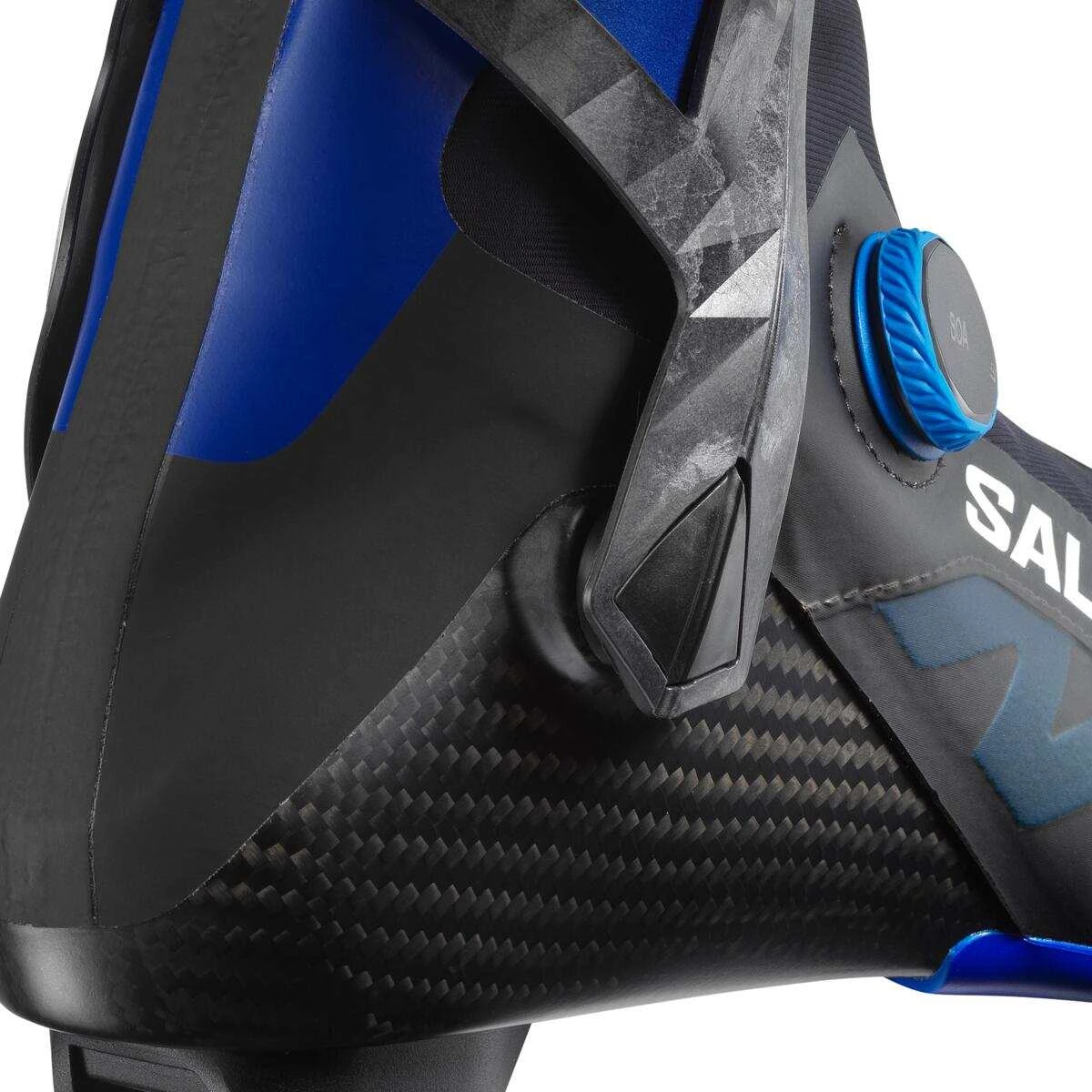Detail spojení manžety a karbonového šasi boty Salomon S/LAB Skate BOA Prolink