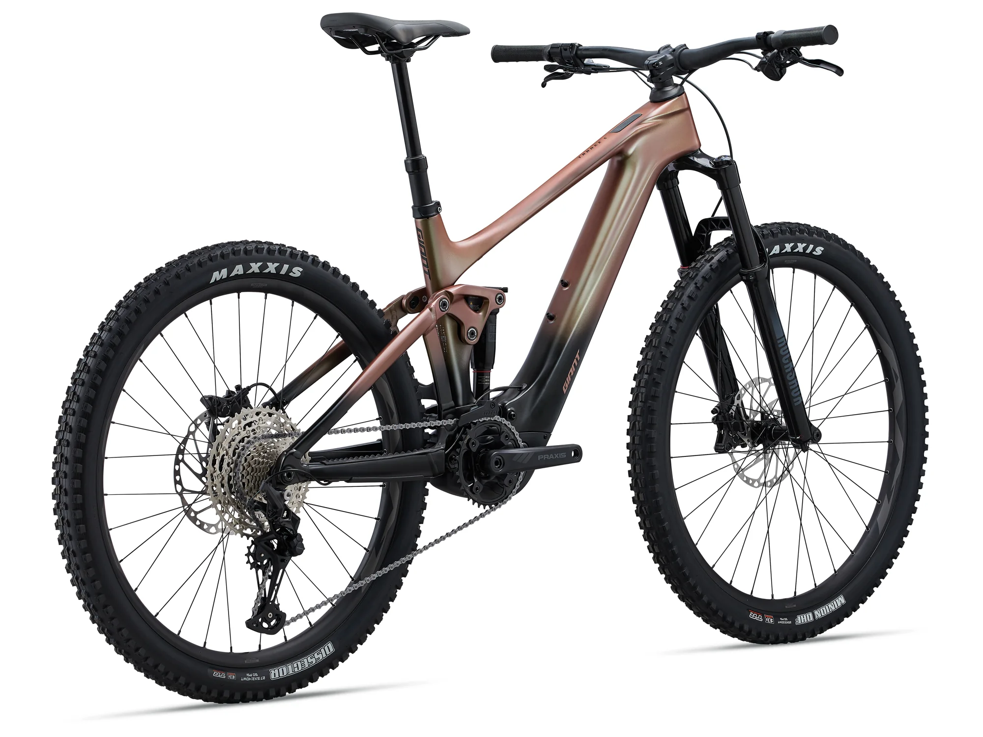 Giant Trance X Advanced E+ Elite 3 v barvě Messier/Panther ze 3/4 zezadu