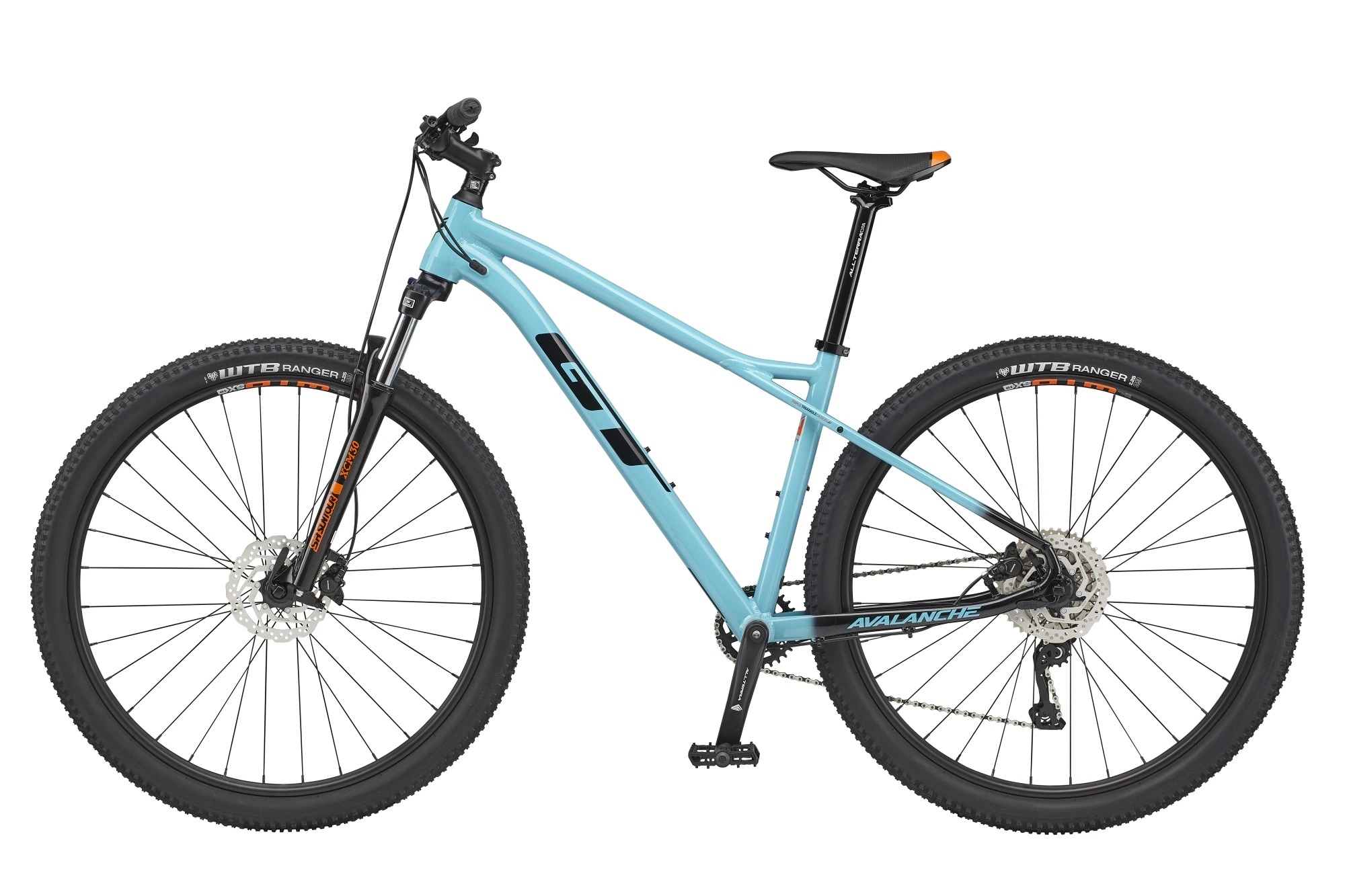 GT Avalanche 27,5" Comp v barvě Aqua s černým přechodem – pohled z levé strany