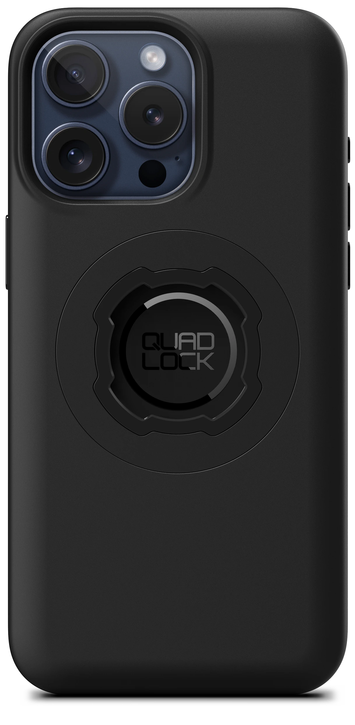 Zadní strana pouzdra Quad Lock MAG pro iPhone 15 Pro Max s paticí Quad Lock a černým kroužkem MAG Ring