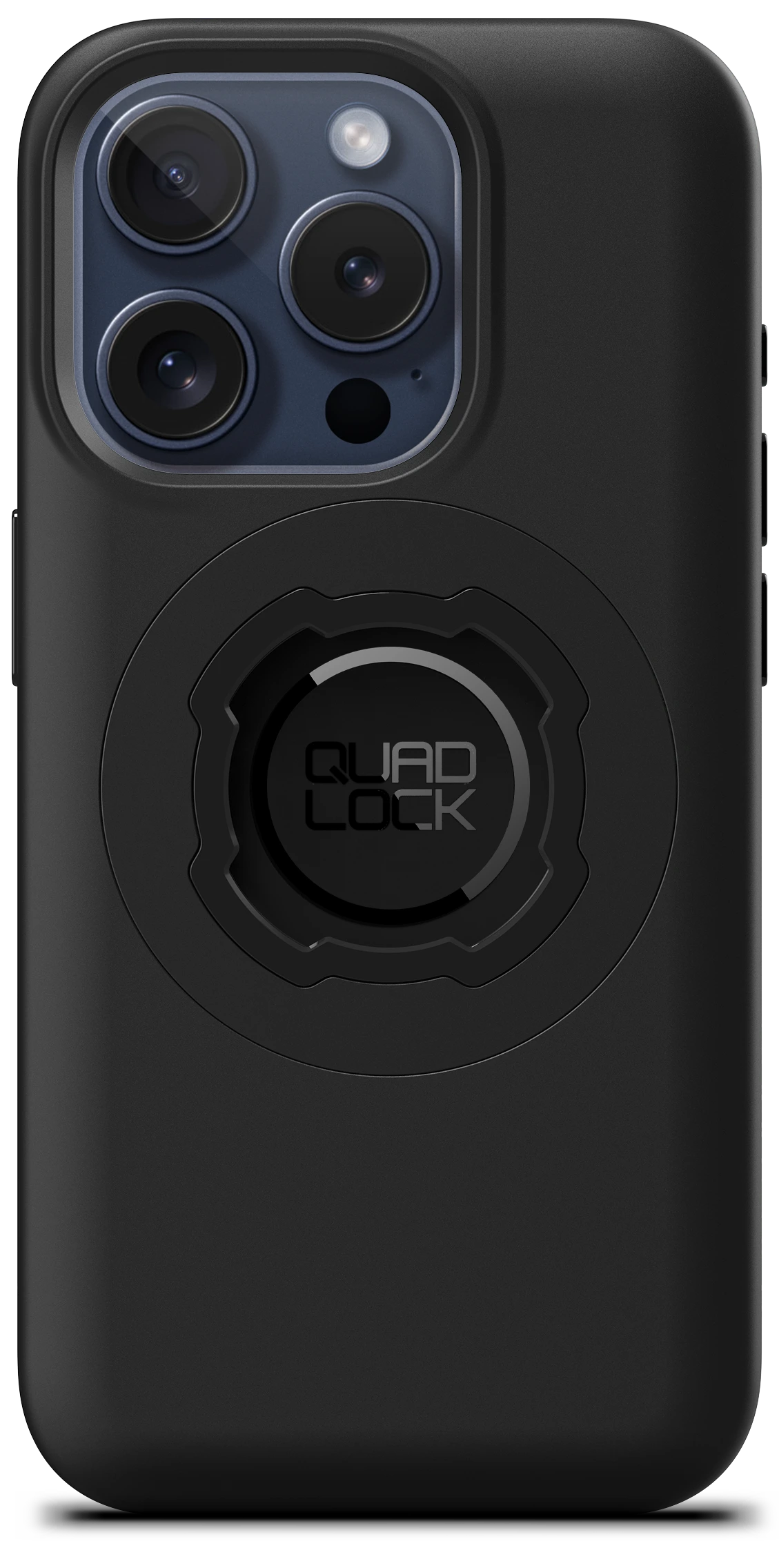 Zadní strana pouzdra Quad Lock MAG pro iPhone 15 Pro s paticí Quad Lock a černým kroužkem MAG Ring