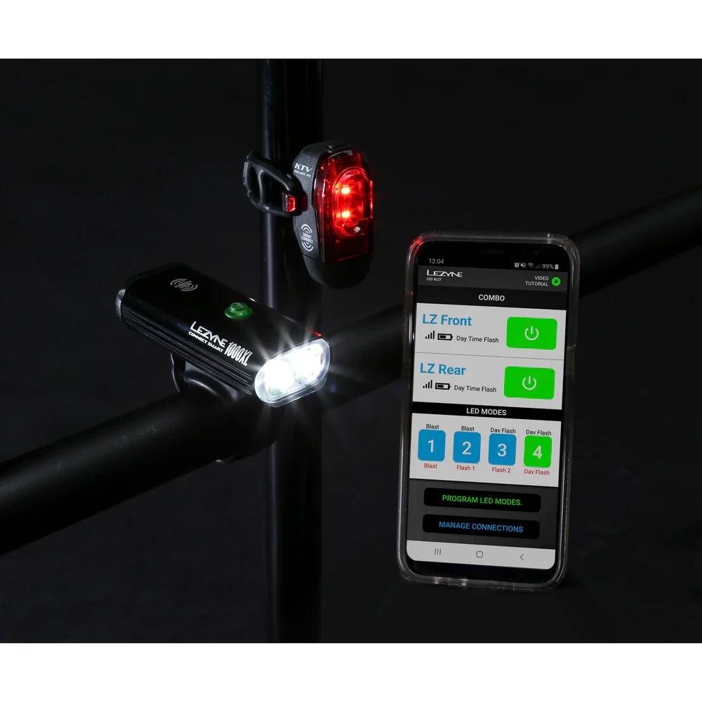 Mobilní aplikace Lezyne LED Ally ovládající přední a zadní světlo sady Connect Smart