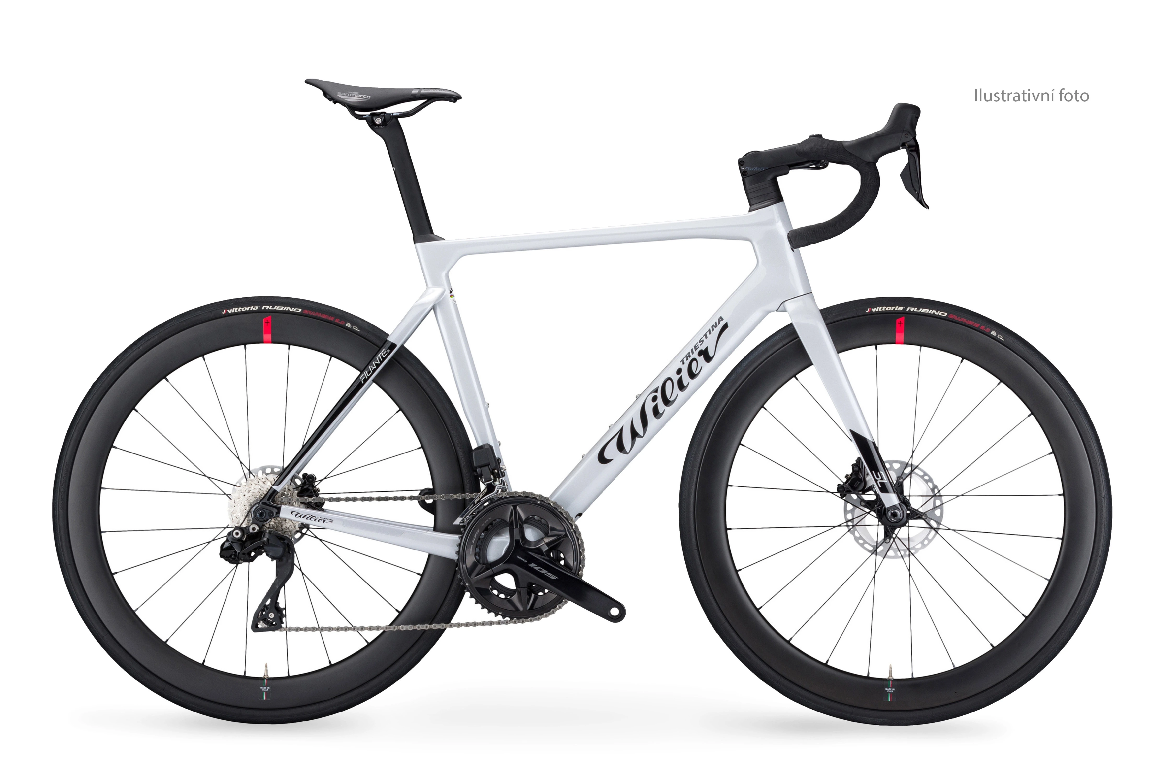 Wilier Filante SL Ultegra Di2 + NDR50 v barvě Silver z boku