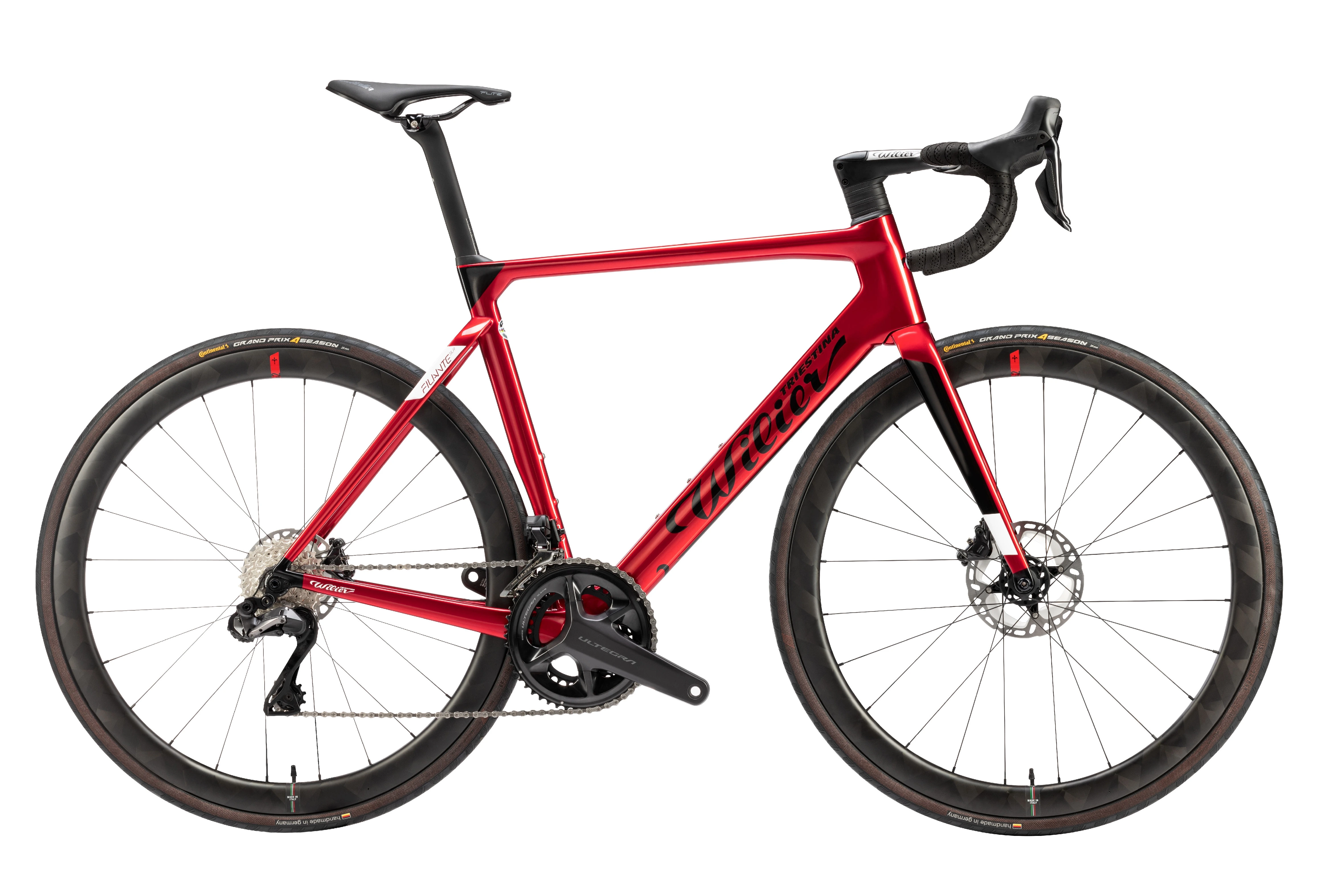 Wilier Filante SLR Disc Ultegra Di2 + SLR42 v barvě Red z boku