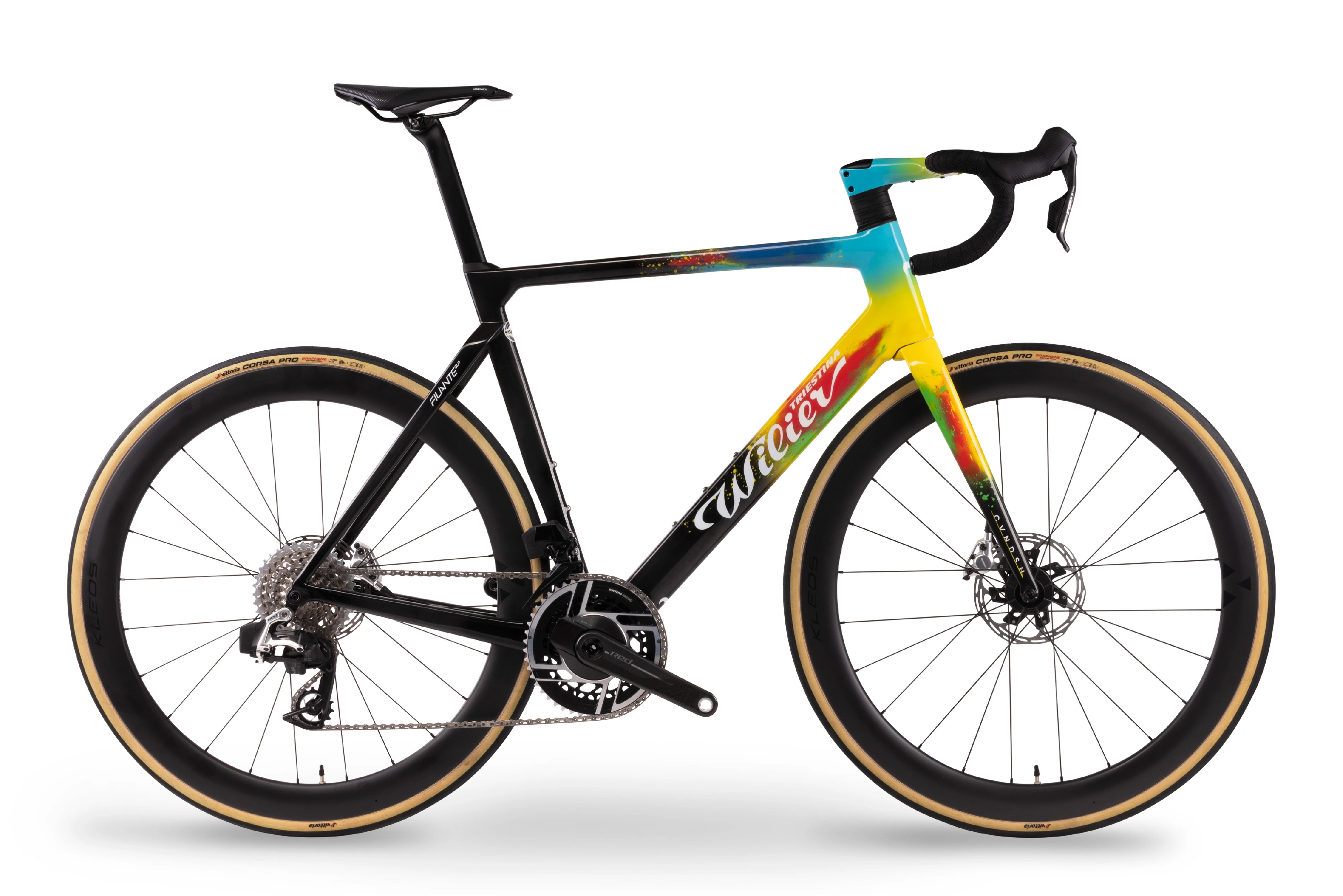 Wilier Filante SLR SRAM Red Powermeter + Kleos RD50 v barvě CVNDSH z boku